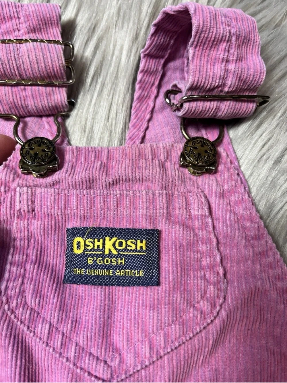Vintage Made USA Baby Girls Pink Purple Striped Corduroy Overalls